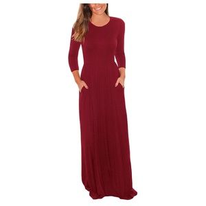 Dearlovers 3/4 Sleeve Red maxi dress medium